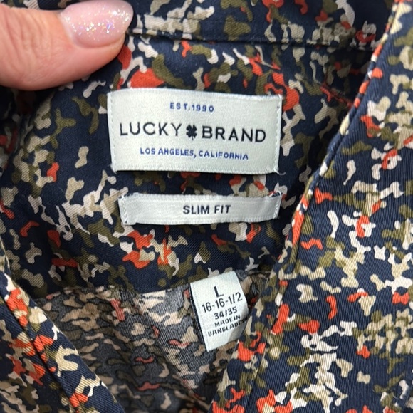Lucky Brand Mens button up camo print long sleeve shirt - Picture 2 of 8